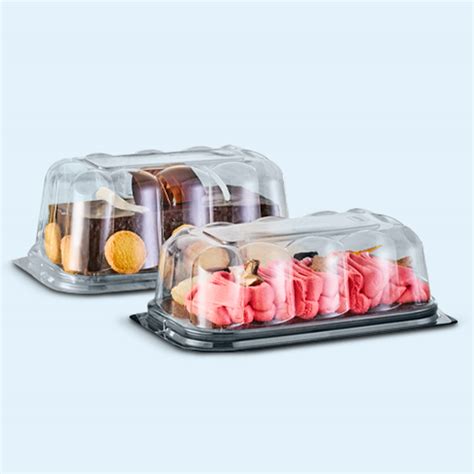 Resq Rectangular Visual Cake Domes Recyclable Packaging