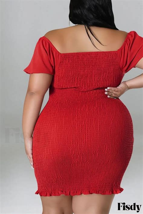 Fisdy Stylish Plus Size Dresses With Elegant Solid Patchwork And