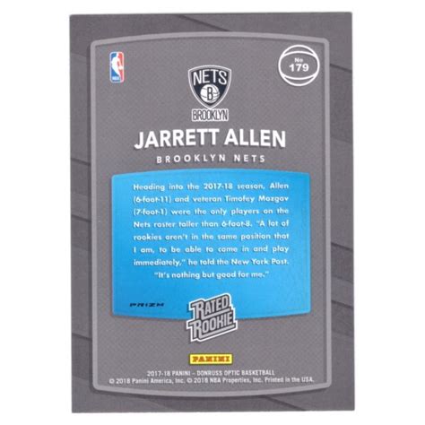 Rc Jarrett Allen Donruss Optic Rated Rookie Silver