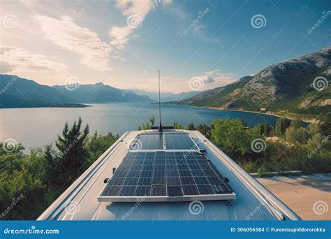 Solar Panels on a Camper Van Roof, Illustrating Mobile and Off-grid ...