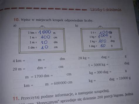 Wpisz W Miejsca Kropek Odpowiednie Liczby 4 Km M Dm Itd