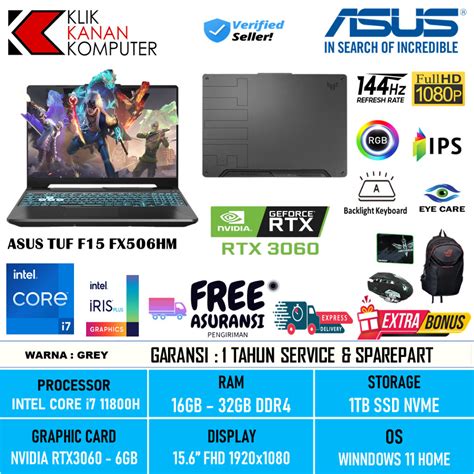 Jual PROMO LAPTOP ASUS TUF GAMING F15 FA506HM INTEL CORE I7 11800H RAM