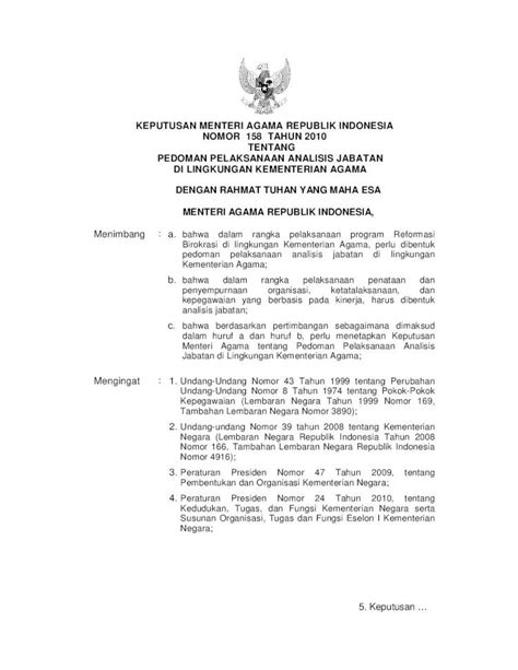 Pdf Kma Tahun Tentang Pedoman Pelaksanaan Anjab Kemenag