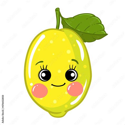 Lemon, Cartoon vegetables, fruits cute characters isolated on white ...