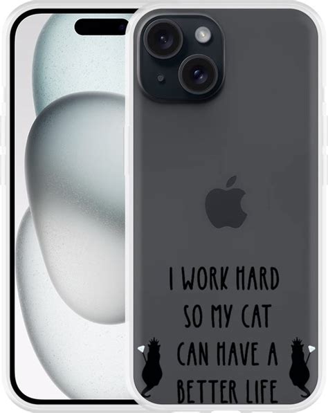 Cazy Hoesje Geschikt Voor IPhone 15 Royalty Cat Zwart Bol