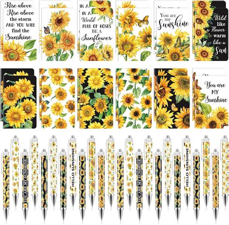 Amazon Pasimy 48 Pcs Sunflower Notebooks And Pen Set Sunflower