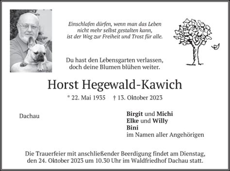 Traueranzeigen Von Horst Hegewald Kawich Trauer Merkur De