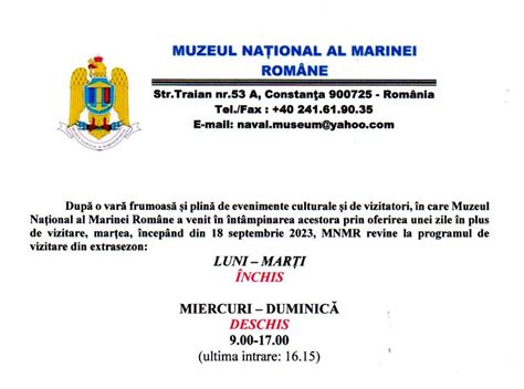 Program Muzeul Na Ional Al Marinei Rom Ne Muzeul Na Ional Al Marinei