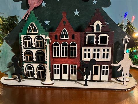 3d Puzzle Lasercut Cut Christmas Ornaments Lamp Night Scene Wooden