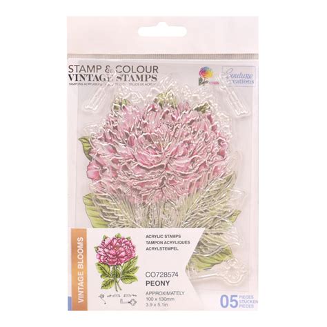 Couture Creations Peony Stamp And Color Set 5 Pieces 20348072 HSN