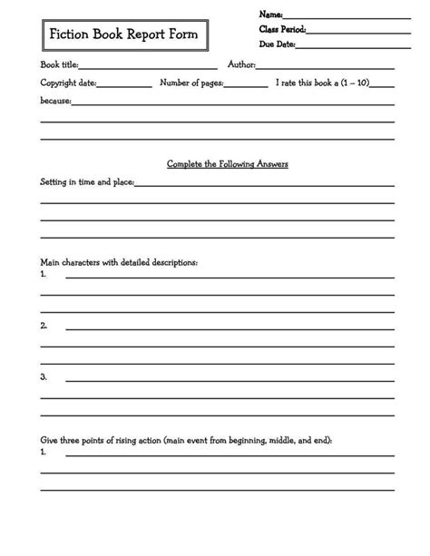 4th Grade Book Report Templates Sampletemplatess Sampletemplatess