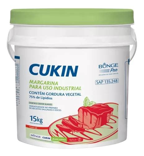 Margarina Cukin 75 Lipidios Uso Geral Sem Sal 15 Kg Parcelamento Sem