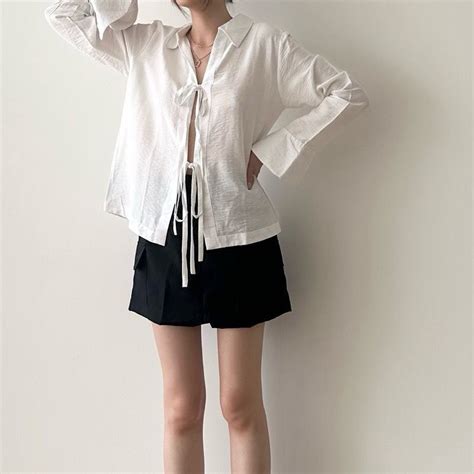 Jual Outer Blouse Crinkle Airflow Atasan Wanita Tali Pita Depan