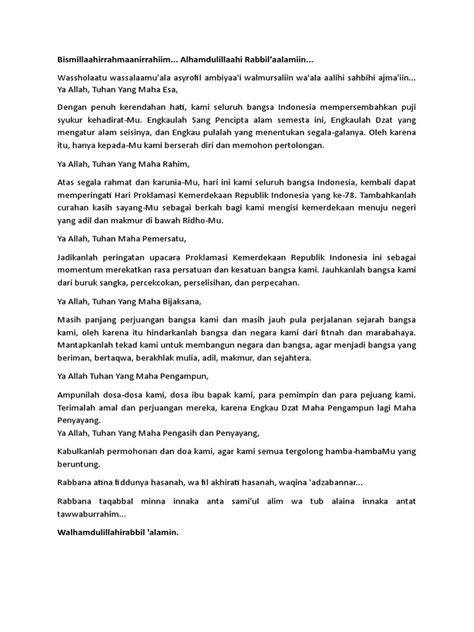 Teks Doa Upacara 17 Agustus 2023 Pdf