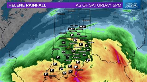 Rainfall Totals Across Indiana From Hurricane Helene As Of Sat