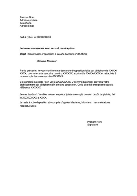 Lettre Type Faire Opposition Sur Sa Carte Bancaire Hot Sex Picture