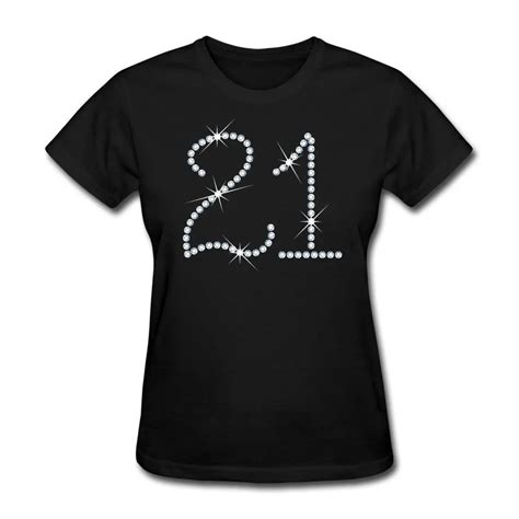 21st Birthday Faux Rhinestone Womens T Shirt Shirt Sexy Femme T Shirt