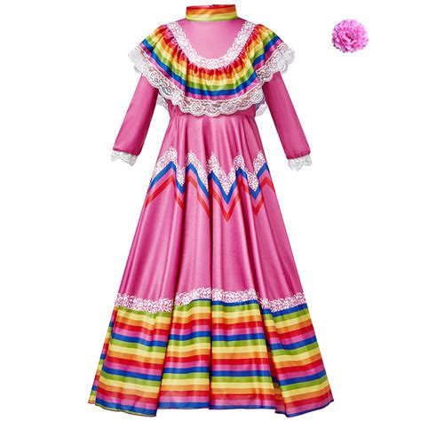 Kids Child Girls Clothes Mexican Traditional Dress National Style Long ...