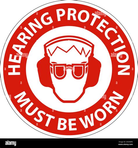 Danger Hearing Protection Must Be Worn Sign On White Background Stock