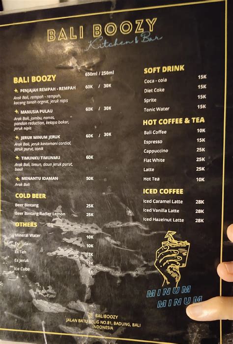 Menu At Bali Boozy Kitchen And Bar Kuta