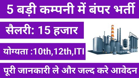 5 companies Campus Placement 2024 10व 12व और आईटआई पस क लए