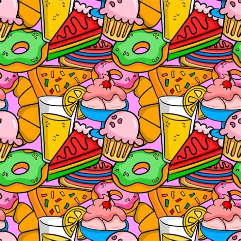 Premium Vector Doodle Food Vector Seamless Pattern