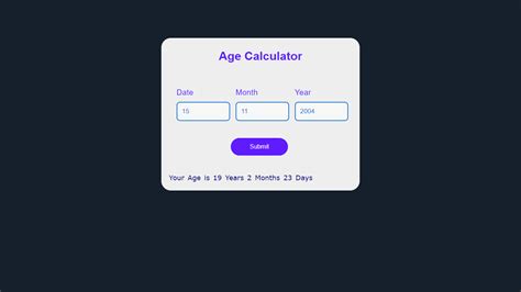 Github U7p4l Inage Calculator The Age Calculator Calculates Age