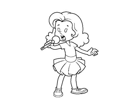 Desenho De Uma Menina Cantando Para Colorir Colorir