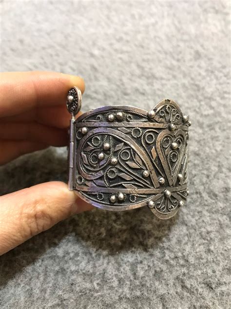 Antique Silver Filigree Bracelet From Algeria Old Bracelet With