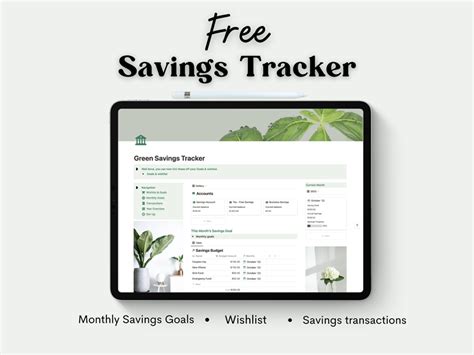 Free Green Savings Tracker Free Notion Template Templates For