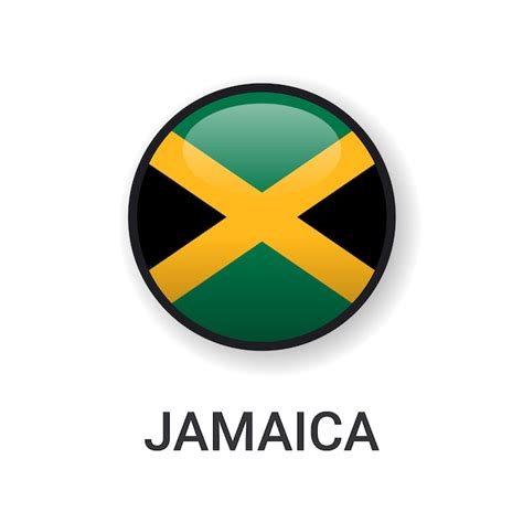 Vector De Icono De Bandera De Jamaica Redondo Realista Aislado Sobre