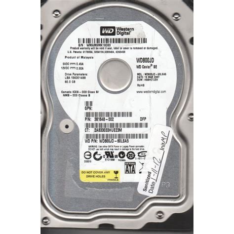 Wd800jd 60lsa5 Dcm Hsbhctjeh Western Digital 80gb Sata 35 Hard Drive