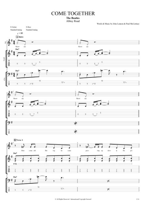 Come Together Tab by The Beatles (Guitar Pro) - Playthrough Guitar, Bass & Backing Track ...