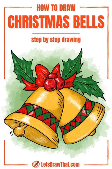 How to draw Christmas bells - step-by-step drawing tutorial | Let's ...