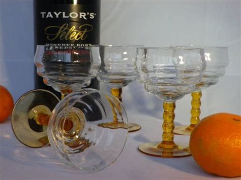 A Stunning Set Of 5 Hand Blown Aperitif Or Sherry Glasses With Etsy Uk Vintage Glassware