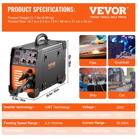 VEVOR Mig Welder Welding Machine 270A MIG MMA TIG 3 In 1 Welder Combo