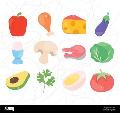 Vegetables And Healthy Food Icon Set Over White Background Colorful