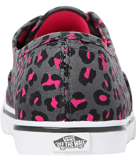 Vans Authentic Lo Pro Grey And Pink Leopard Print Shoes Zumiez