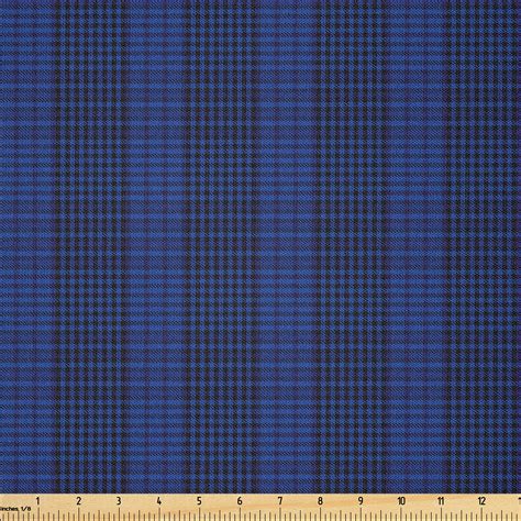 Ambesonne Navy Fabric By The Yard Microfiber Geometric Plaid Ornament