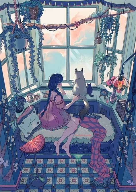 Pin by Winny Ness on 動物 Window illustration Anime room Dreamy art