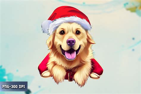 Dog Wearing Christmas Hat ClipArt By Unlimab | TheHungryJPEG