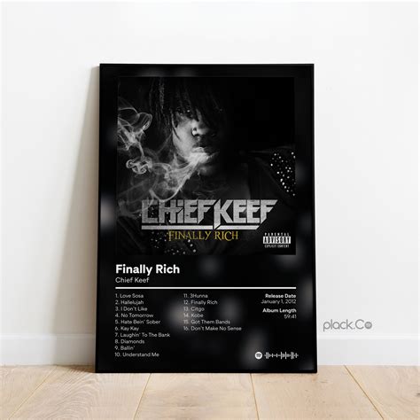 Chief Keef Finally Rich Custom Album Poster Hip Hop Wall Art Custom