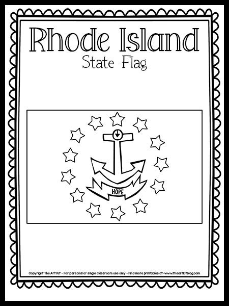 Free Printable Rhode Island State Flag Coloring Page - The Art Kit