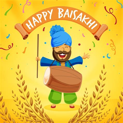 Flat Design Happy Baisakhi Free Vector