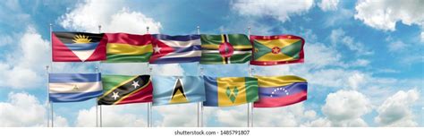 3d Illustration National Flags Sixteen Countries Stock Illustration ...