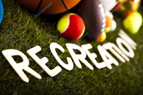 Recreation word with sports equipment — Stock Photo © JanPietruszka #52113661