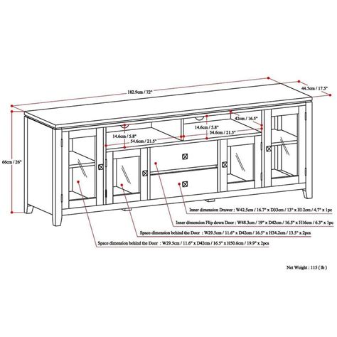 WyndenHall Essex SOLID WOOD 72 Inch Wide Contemporary TV Media Stand