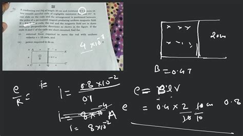 b A conducting rod PQ of length 20 cm and resistance 0 1Ω rests on two