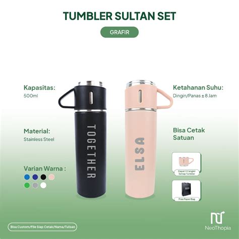 Jual Tumbler Custom Sultan Set Laser Grafir Souvenir Murah Hadiah Cetak