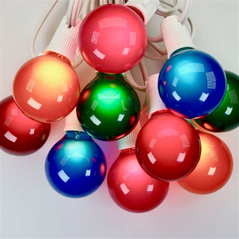 G50 Multicolor Satin Glass Bulbs E17 Bases 25 Pack Christmas Light